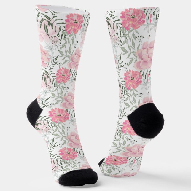 Rosa Blume Rosa Peonies Blumenstrauß Socken (Gewinkelt)