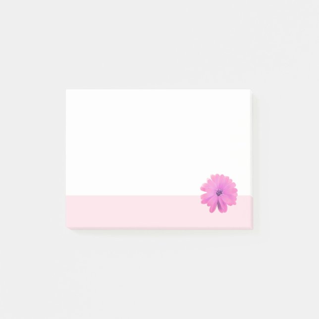 Rosa Blume rosa Rand Post-it Klebezettel (Vorderseite)