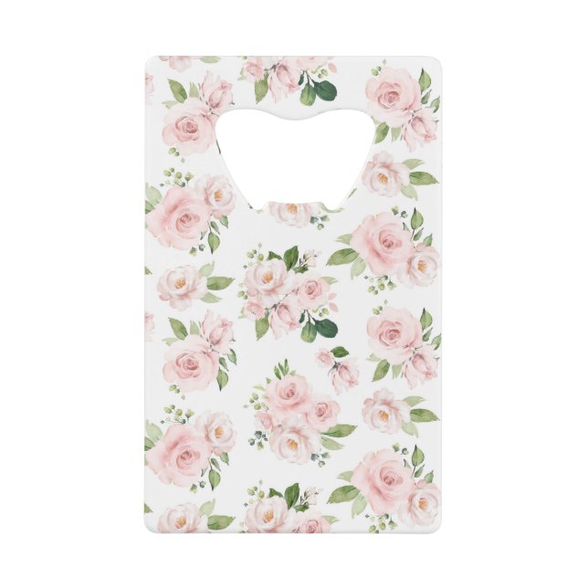 Rosa Blume, rosa Rosen, Aquarellfarben-Blume Geldbeutel Flaschenöffner (Vorderseite)