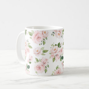 Rosa Blume, rosa Rosen, Aquarellfarben-Blume Kaffeetasse