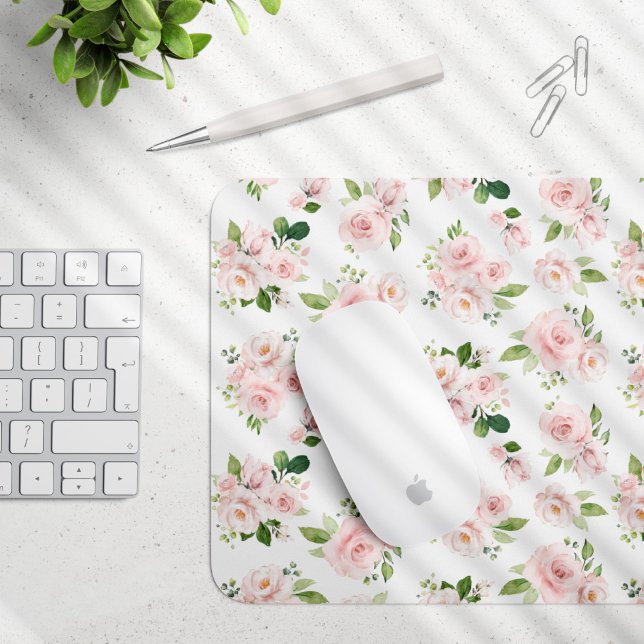 Rosa Blume, rosa Rosen, Aquarellfarben-Blume Mousepad (Von Creator hochgeladen)