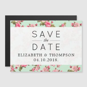 Rosa Blume, rosa Rosen, Save the Date blumenreich Magneteinladung