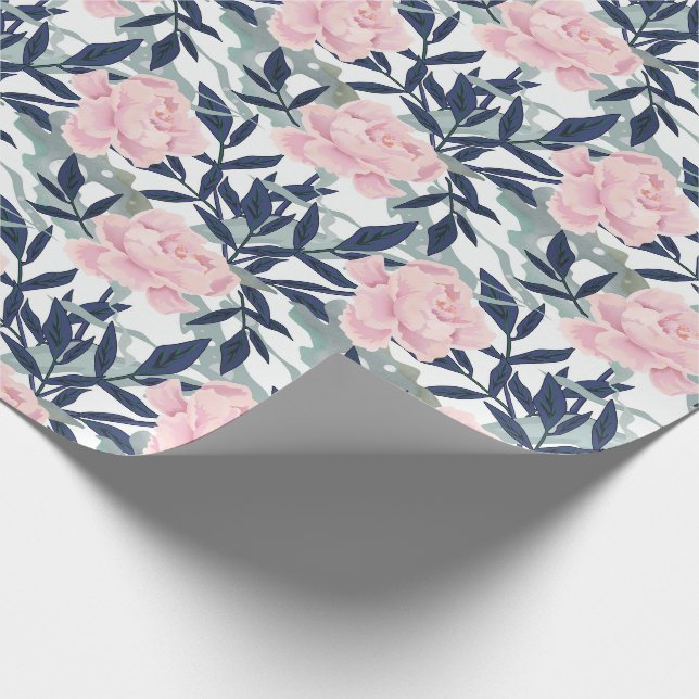 Rosa Blume Rosa Zitronen Blumenstrauß Geschenkpapier (Ecke)