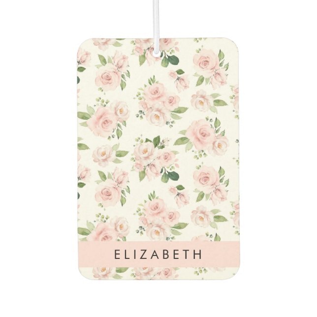 Rosa Blume, Rose, Aquarell-Blume, Ihr Name Autolufterfrischer (Vorderseite)