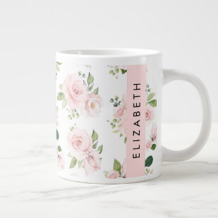 Rosa Blume, Rose, Aquarell-Blume, Ihr Name Jumbo-Tasse