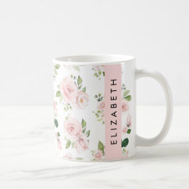Rosa Blume, Rose, Aquarell-Blume, Ihr Name Kaffeetasse