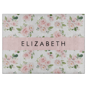 Rosa Blume, Rose, Aquarell-Blume, Ihr Name Schneidebrett