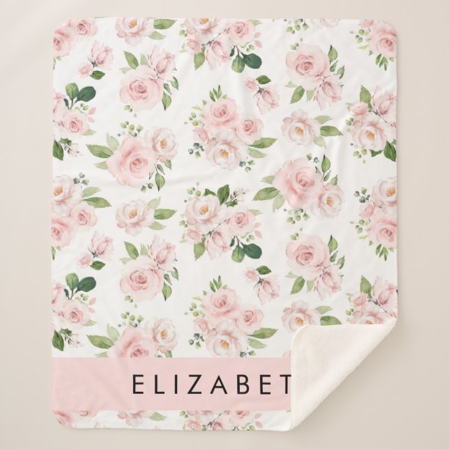 Rosa Blume, Rose, Aquarell-Blume, Ihr Name Sherpadecke (Vorderseite)