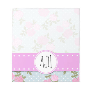 Rosa Blume, Rose, Aquarellfarben, Blume, Monogramm Notizblock