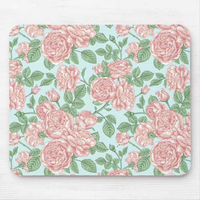 Rosa Blume Rose Garten Bouquet Muster Mousepad (Vorne)
