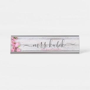 Rosa Blume Rose Gold Lehrer Schreibtisch Namenssch Schreibtischnamensplakette