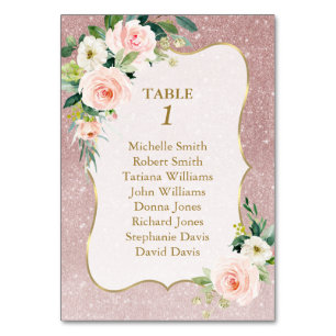 Rosa Blume Rose Gold Taufe Seekarte Tischnummer