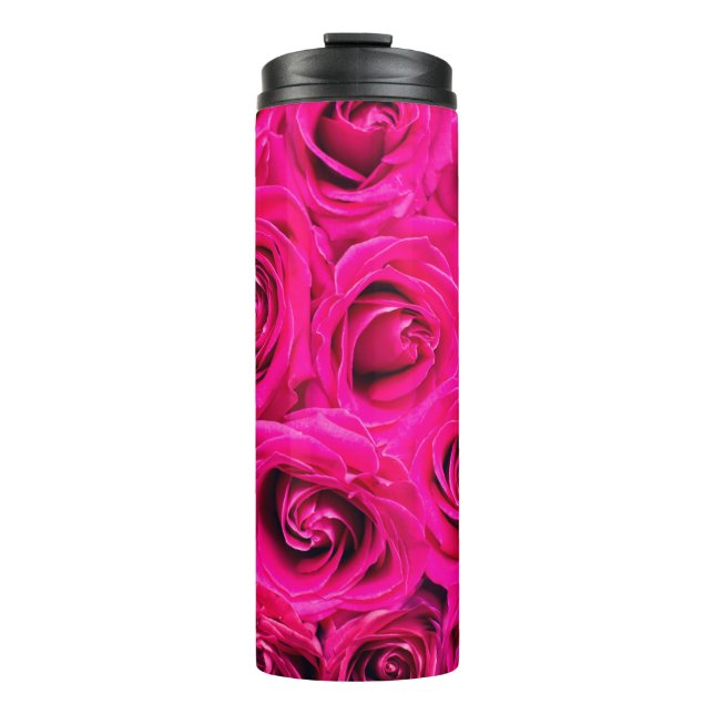 Rosa Blume Rose Hintergrund Thermosbecher (Vorderseite)