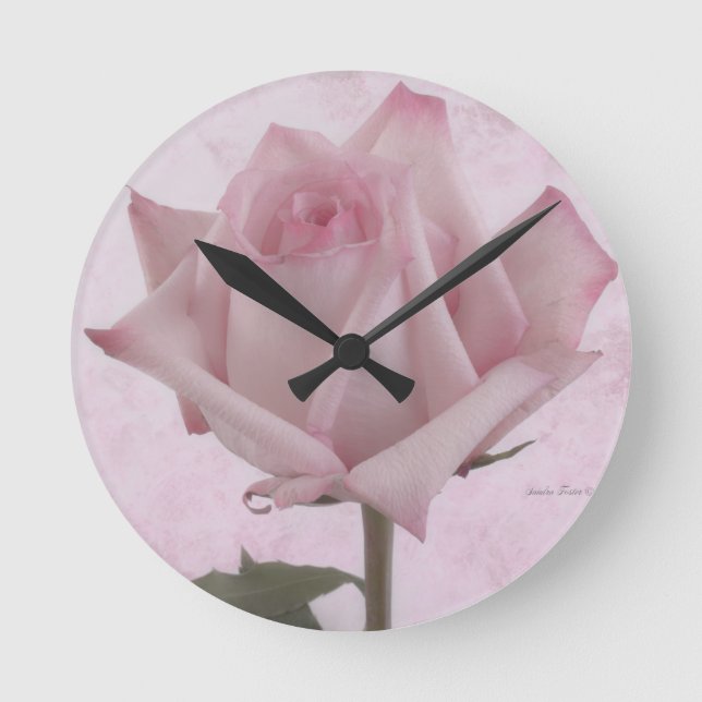 Rosa-Blume Runde Wanduhr (Vorderseite)