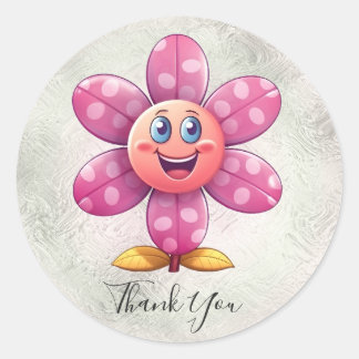 Rosa Blume Runder Aufkleber