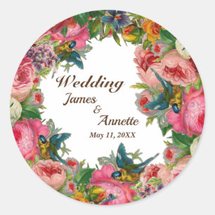 Rosa Blume Runder Aufkleber