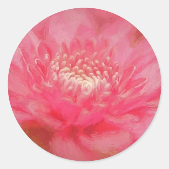 Rosa Blume Runder Aufkleber (Vorderseite)