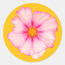 Rosa Blume Runder Aufkleber