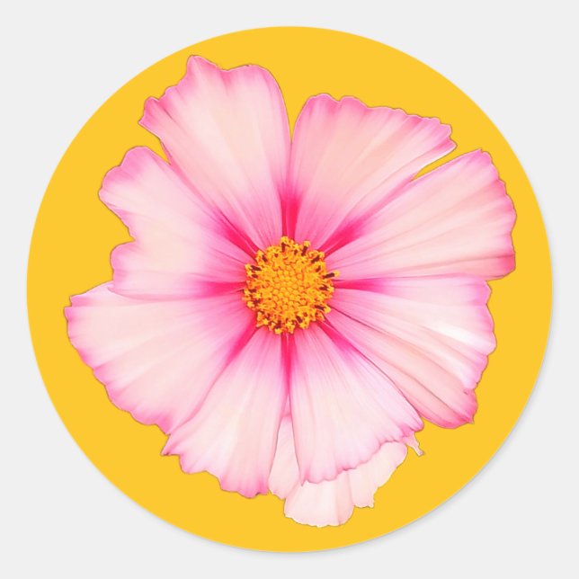 Rosa Blume Runder Aufkleber (Vorderseite)