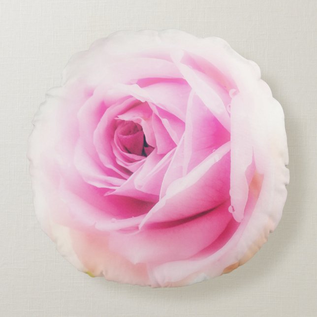 Rosa Blume Rundes Kissen (Vorderseite)
