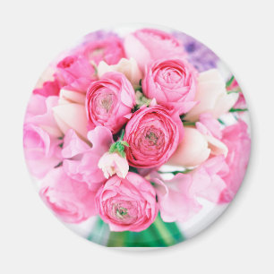 Rosa Blume Rundmagnet Magnet