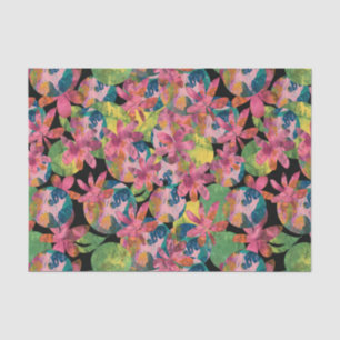 Rosa Blume sammeln im schwarzen Hintergrund Seidenpapier