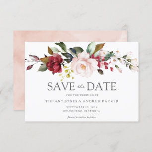 Rosa Blume Save the Date Einladung