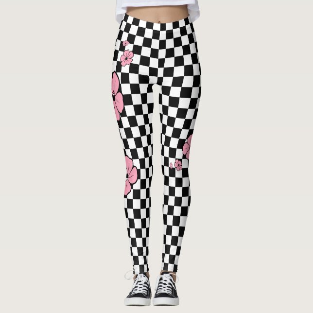 Rosa Blume Scheckte Spandex-Leggings Leggings (Vorderseite)