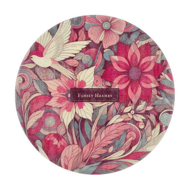 Rosa Blume Schneidebrett (Vorderseite)