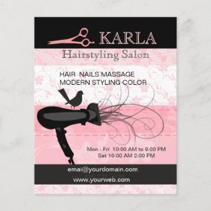 Rosa Blume Schönheitssalon Trockner Haartrockner S Flyer