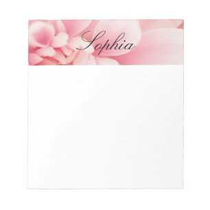 Rosa Blume & Schwarzer Schriftname Notizblock
