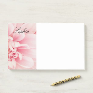 Rosa Blume & Schwarzer Schriftname, Vs 2 Post-it Klebezettel