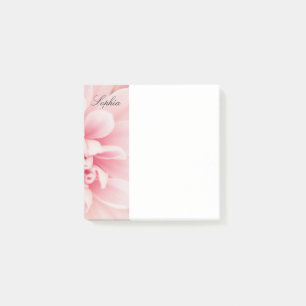 Rosa Blume & Schwarzer Schriftname, Vs 2 Post-it Klebezettel