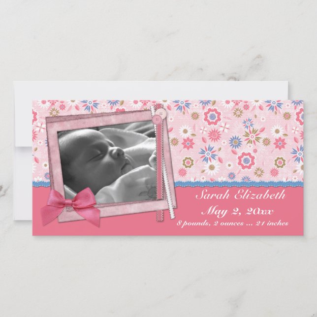 Rosa Blume Scrapstil Ankündigung (Vorderseite)