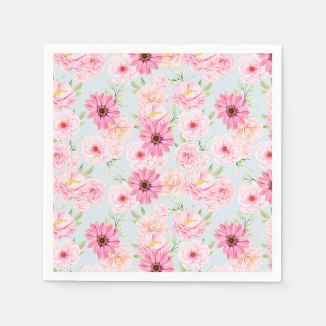 Rosa Blume Serviette (Vorderseite)