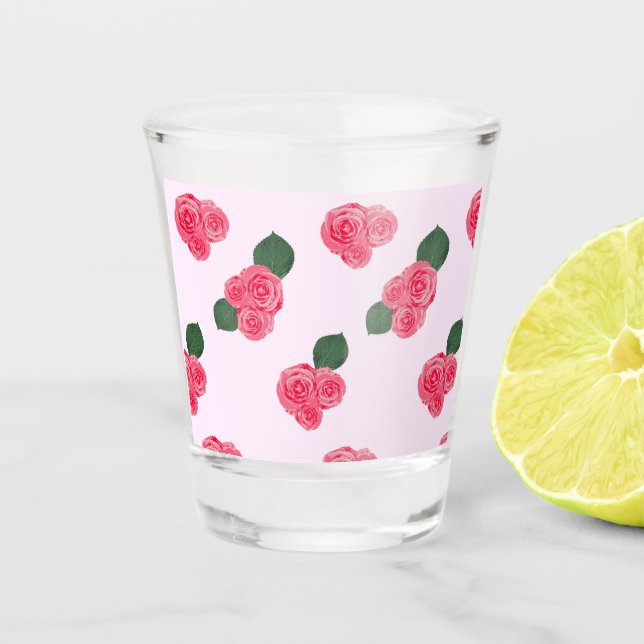 Rosa Blume Shotglas Schnapsglas (Vorderseite)