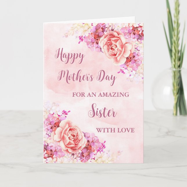 Rosa Blume Sister Happy Mother Day Card Karte (Vorderseite)