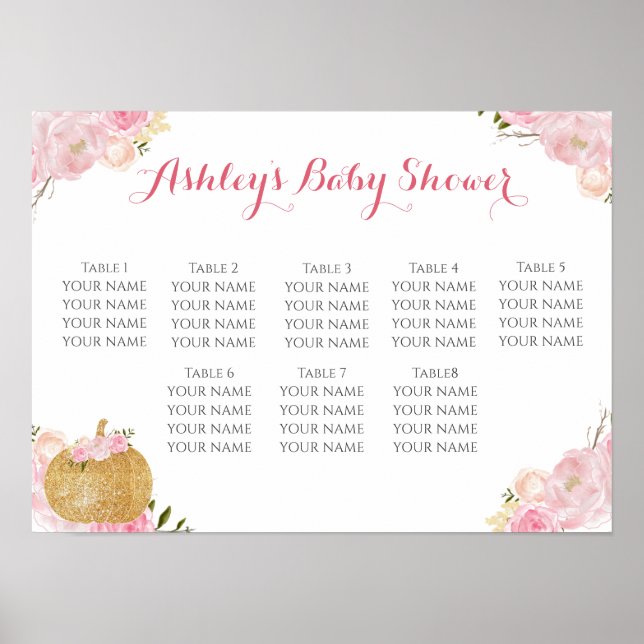 Rosa Blume Sitzkarte Poster (Vorne)