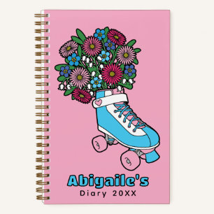 Rosa Blume Skate Cartoon individuell anpassbares T Notizbuch