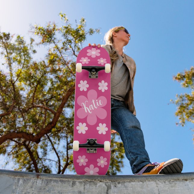 Rosa Blume Skateboard (Außen 1)