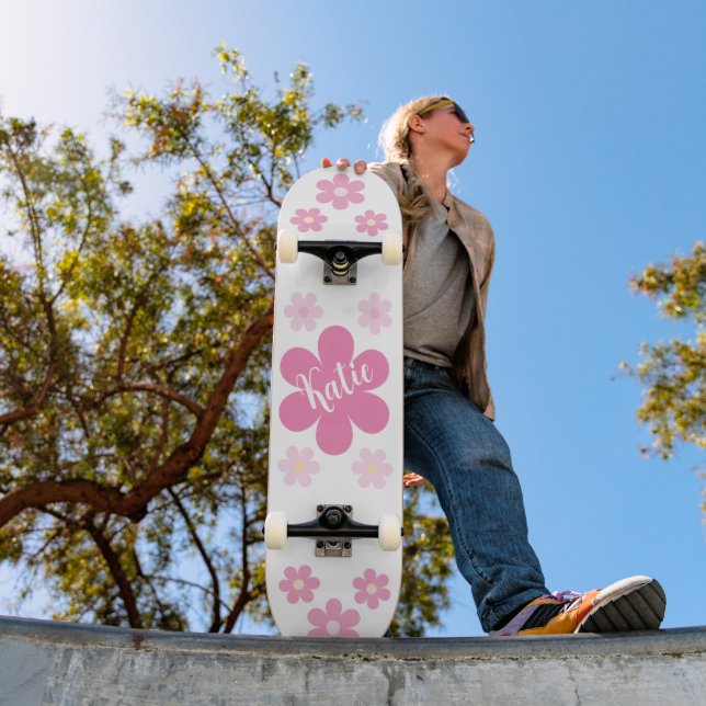 Rosa Blume Skateboard (Außen 1)
