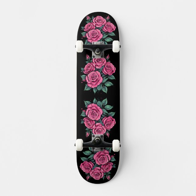 Rosa Blume Skateboard (Vorderseite)