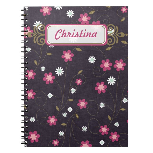 Rosa Blume SpiralNotebook Notizblock (Vorderseite)