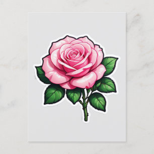 Rosa Blume Stiel Postkarte