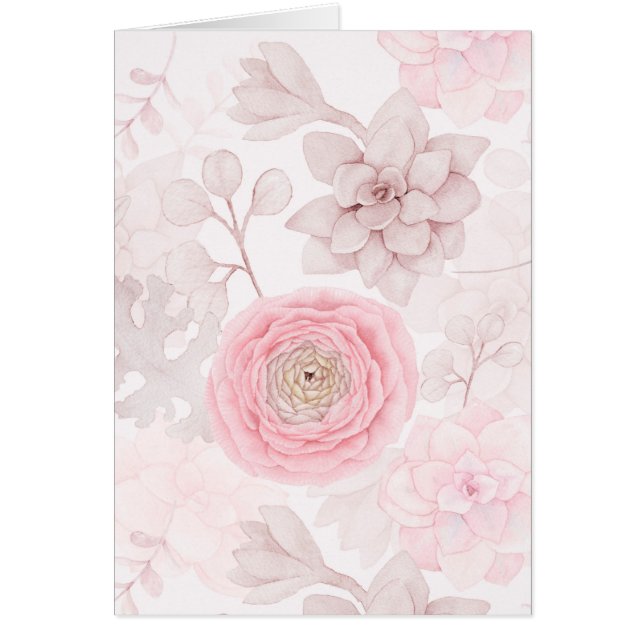 Rosa Blume Sukkulente Illustration Sommermuster (Vorne)