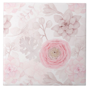 Rosa Blume Sukkulente Illustration Sommermuster Fliese