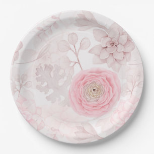 Rosa Blume Sukkulente Illustration Sommermuster Pappteller
