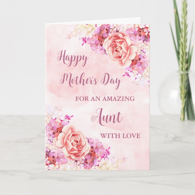 Rosa Blume Tante Happy Mother Day Card Karte (Vorderseite)