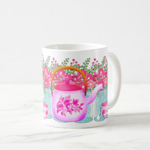 Rosa Blume Teapot - Elegantes Blumendesign für Hot Kaffeetasse