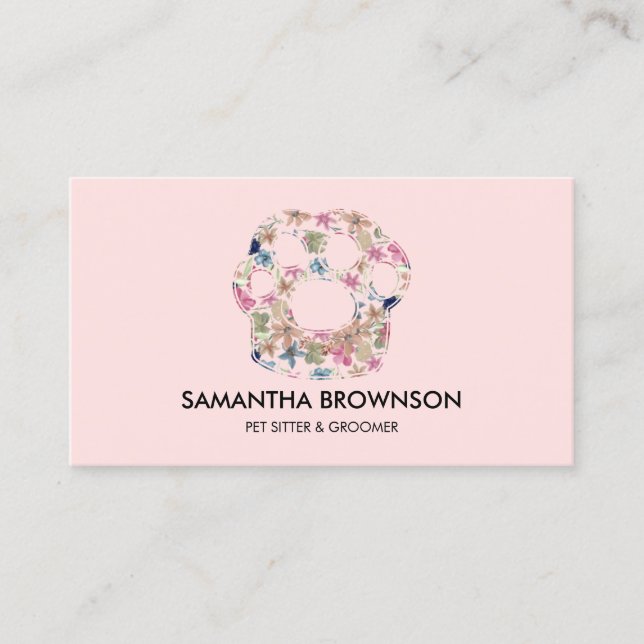 Rosa Blume Textur Pfoten Sitzplatz Visitenkarte (Vorderseite)